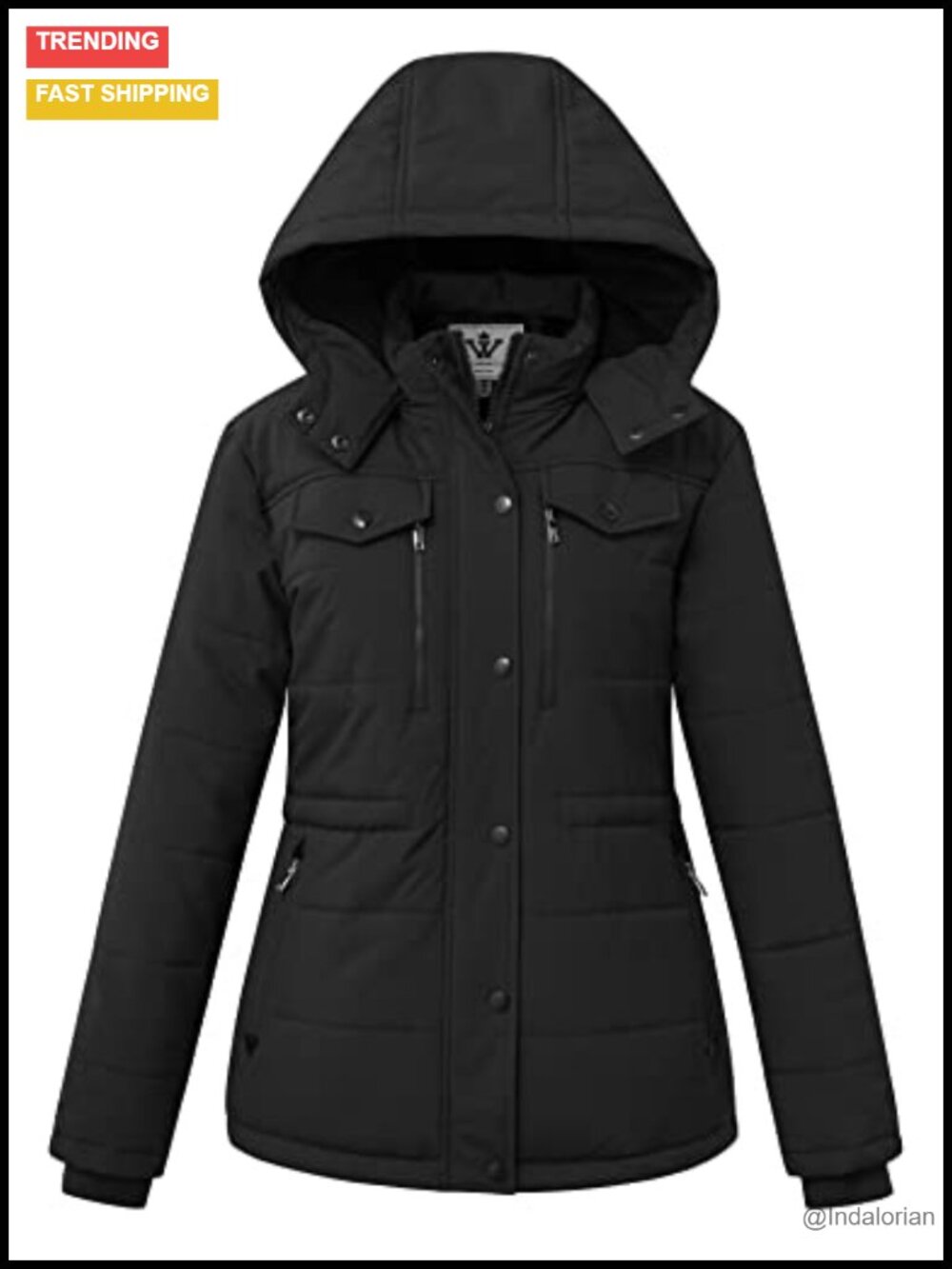 Women's Waterproof Insulated Puffer Coat with Detachable Hood